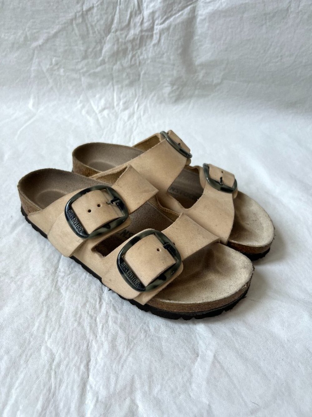 Birkenstock sandals Arizona Big Buckle Slide almond nubuck leather 36 womens